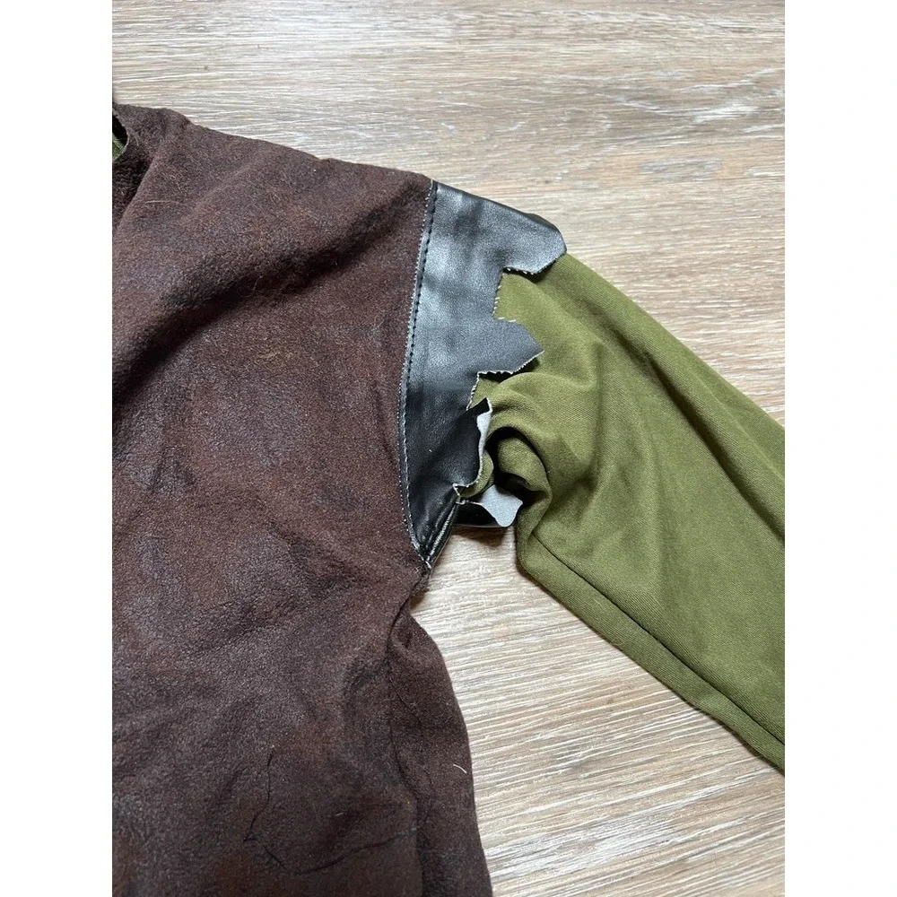 Robin Hood Costume Youth Large Medieval Archer Forest Tunic Hood Vest Distressed